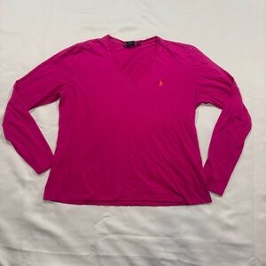 Ralph Lauren Sport Women’s Longsleeve V-neck T-shirt Pink sz: XL